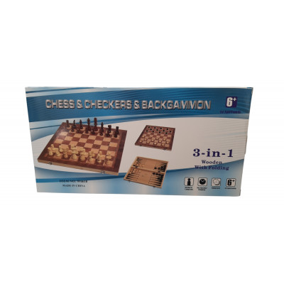 3 az Egyben Fa Sakk Készlet